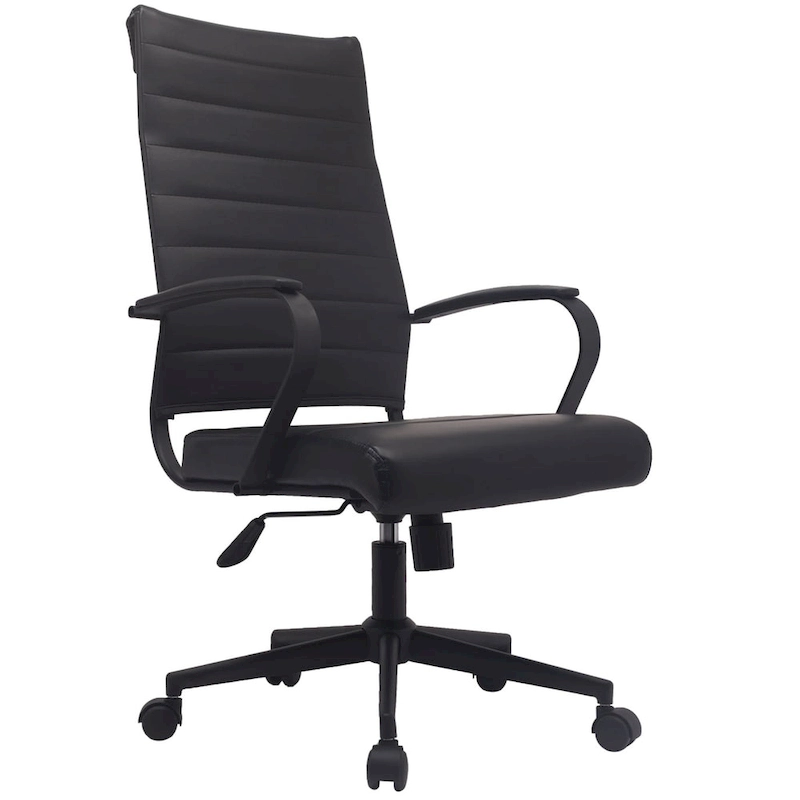 Modern Ergonomic Office Chair: Mid Back, PU Leather, Arms, Tilt, Adjustable Height, Wheels, Swivel