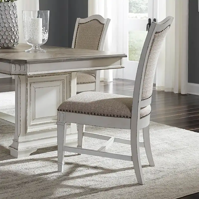Abbey Park Weathered Brown & Antique White 5 Piece Trestle Table Set