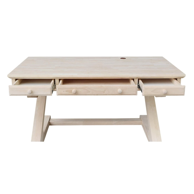 Solid Wood Unfinished Executive Desk with Zodiac Base