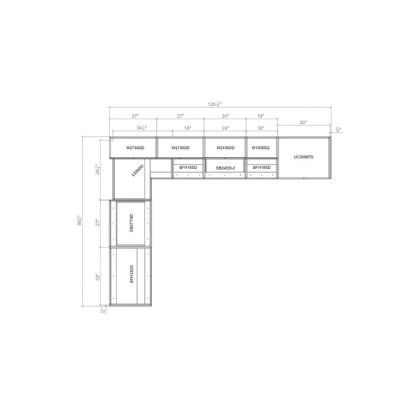 Black Kitchen Cabinet Base Unit — 8x10 Ft Wide (126