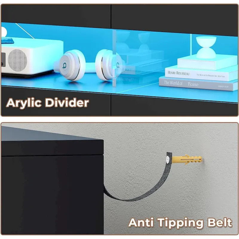 8 Drawer Dresser LED Lights Dresser Chest of Drawers