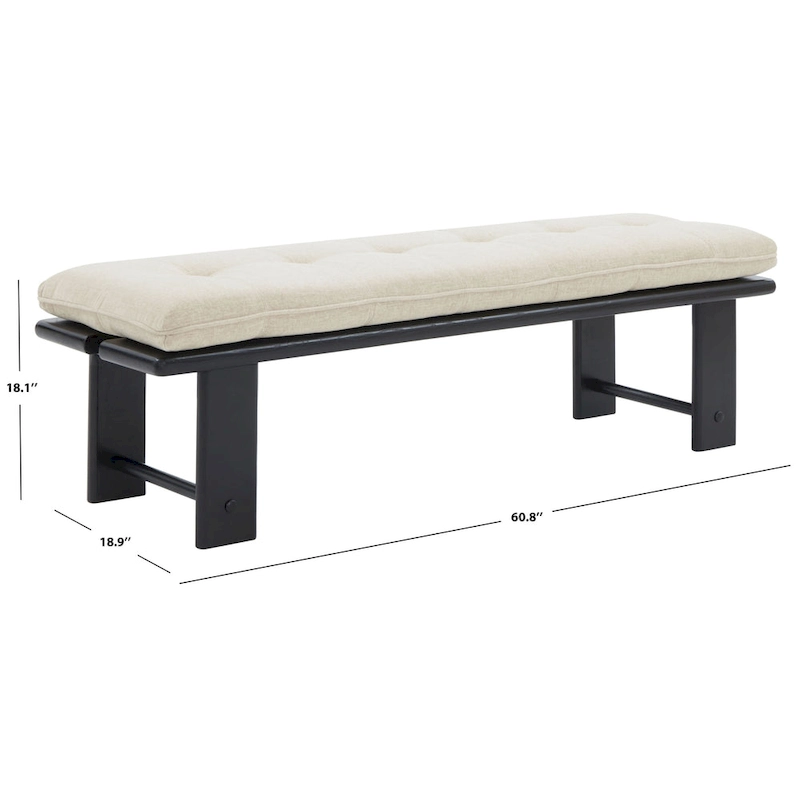 SAFAVIEH Couture Rasema Modern Cushion Bench - 60.8 In. W x 18.9 In. D x 18.1 In. H - 61Wx19Dx18H