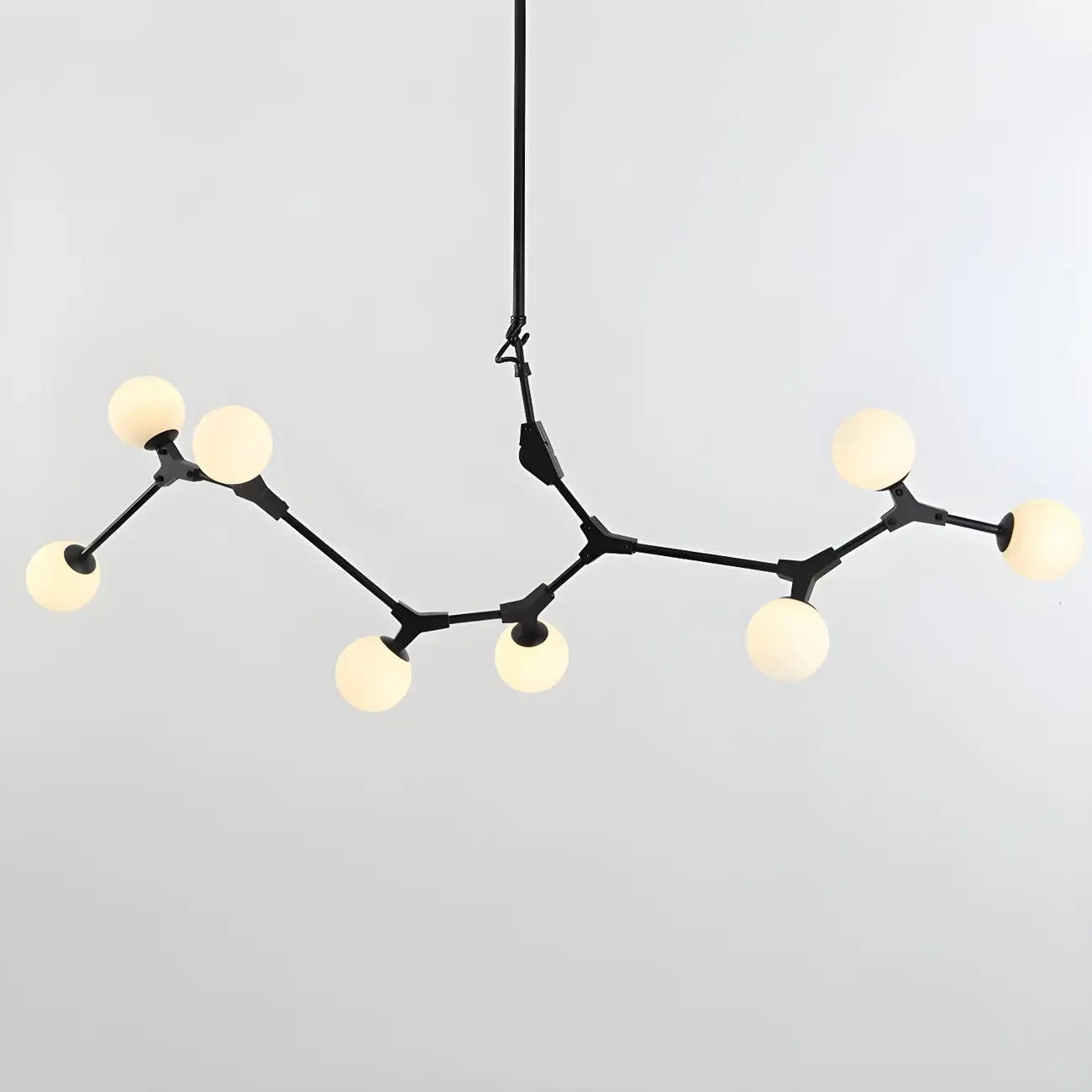 Modern Black Branch Globe 8-Light Island Chandelier