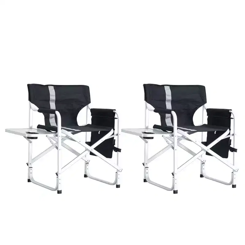 Okak 2PCS Camping Chairs with Side Table and Storage Pockets, Lightweight Oversized Folding Chair, Hunting Chair for Fishing, Picnics