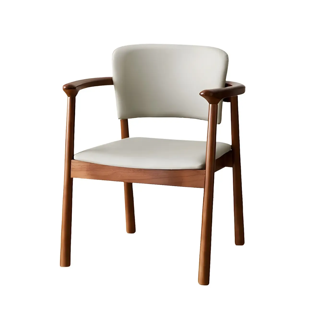 Modern Upholstered Rubberwood Arm Dining Chair Set of 2