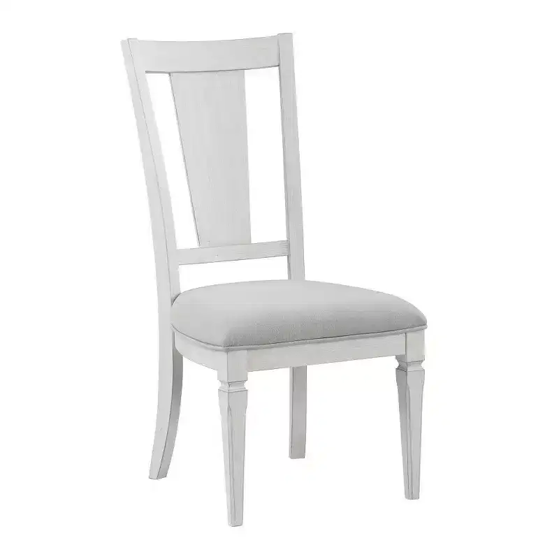 Royal Hampton Kate 24 Inch Side Dining Chair Set of 2, Light Gray Linen, White Wood Frame