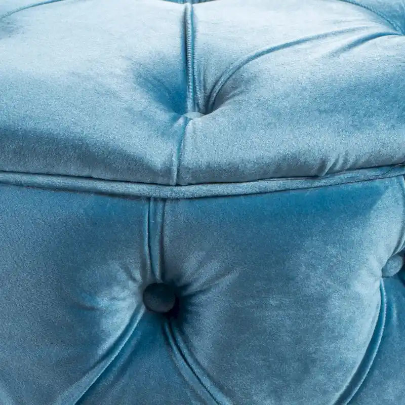 Modern Glam Tufted Velvet Round Ottoman