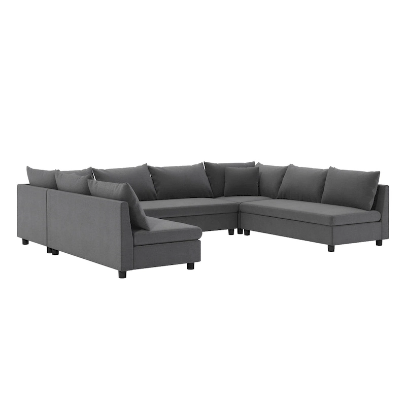 116 Chenille U-Shaped Modular Sectional Sofa, 8-Seater