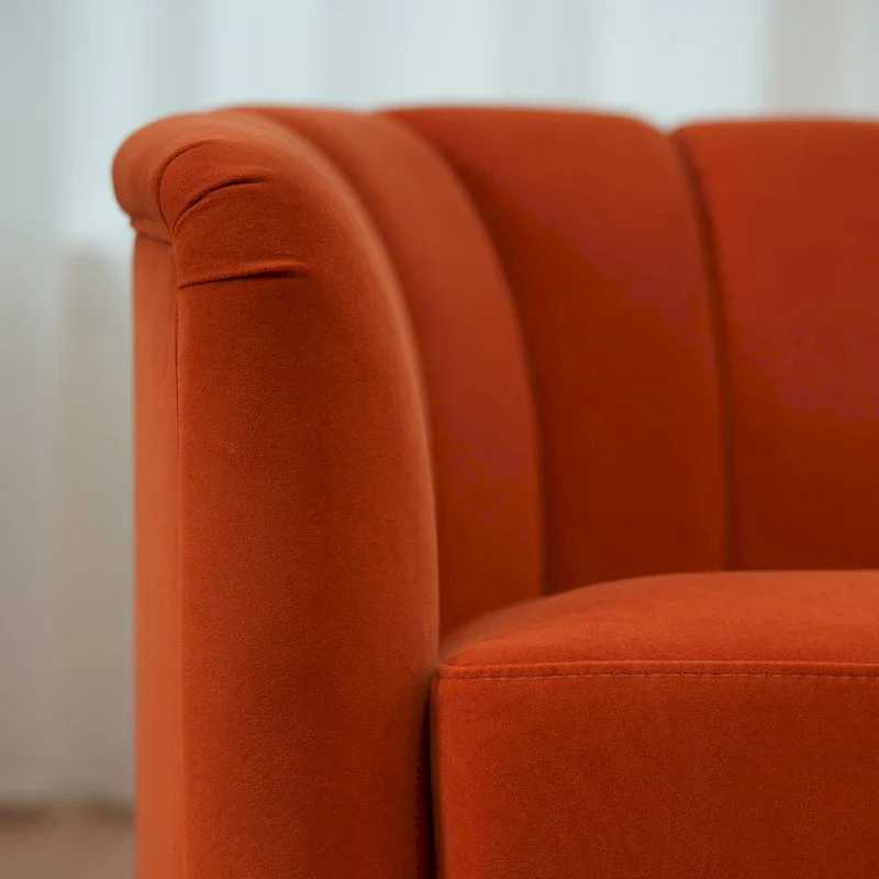 Fabric Swivel Chair with 360 Rotation, Wooden Base and 350lb Weight Capacity