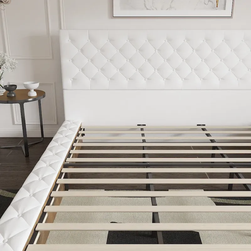 Queen/King Designer Bed Frame with LED Ambiance Lighting PU Leather