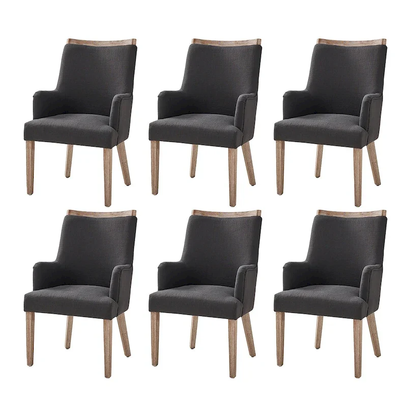 Farmhouse Upholstered Solid Wood Dining Chairs Set of 6