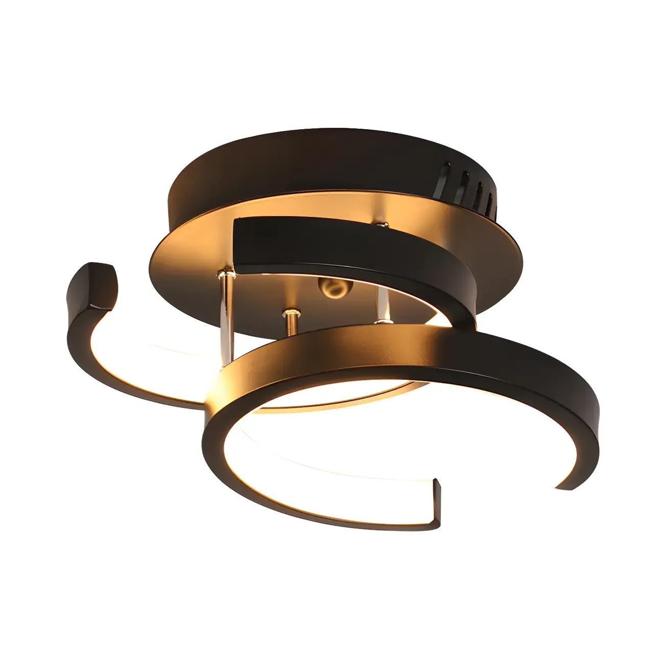 Black Geometric Metal LED Semi Flush Mount Ceiling Light