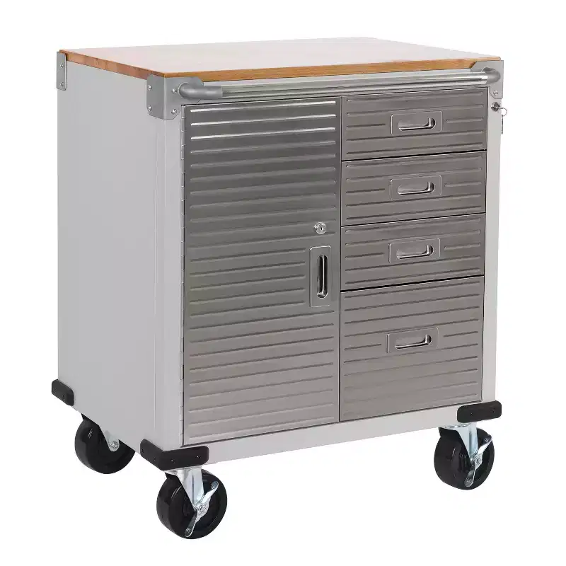 Seville Classics UltraHD 4-Drawer Cabinet with Wood Top, 28 x 25 x 34.5