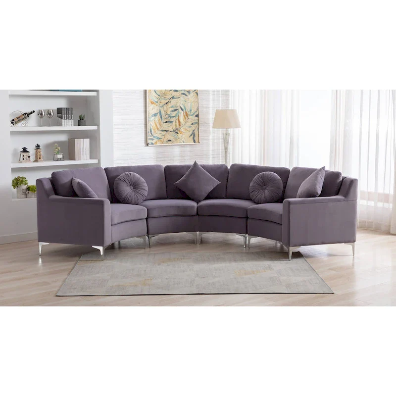 136 Velvet Semicircle couch Modular Curve Sectional Sofa