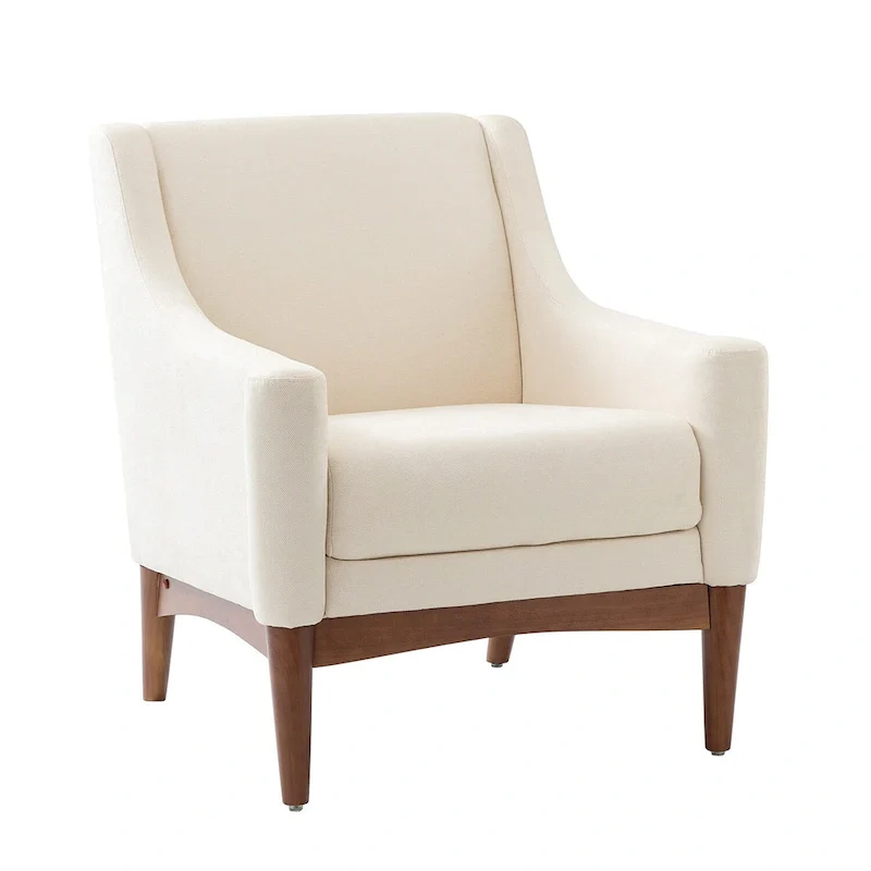 Francis Mid-century Modern Upholstered Armchair with Sloped Arms and Solid Wood Legs