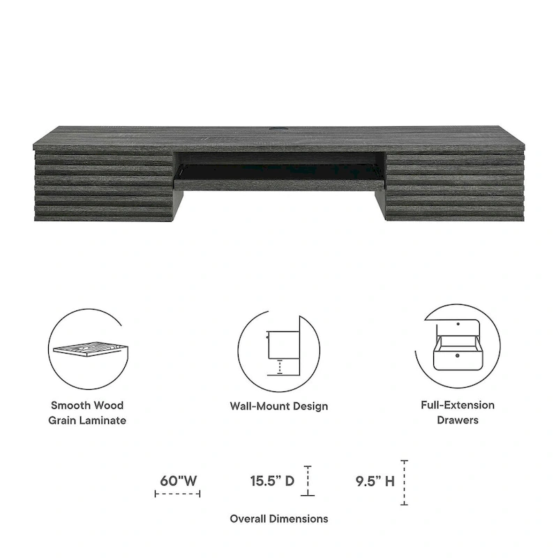 Render Wall Mount Wood Office Desk