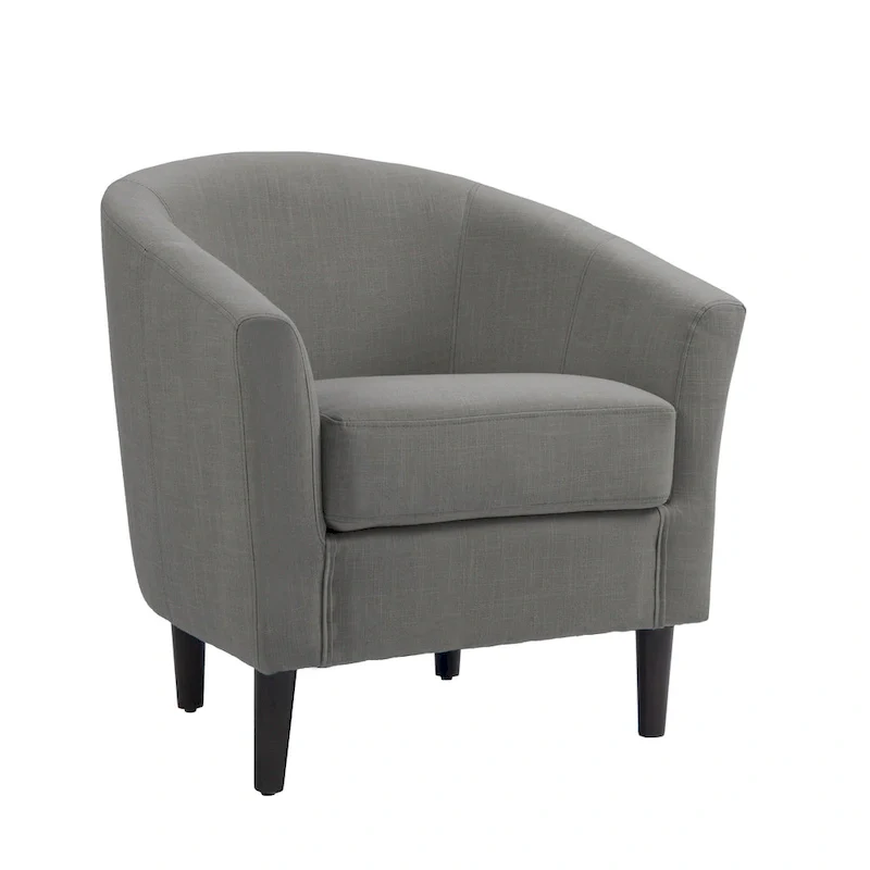 Upholstered Modern Barrel Accent Chair with Wood Legs