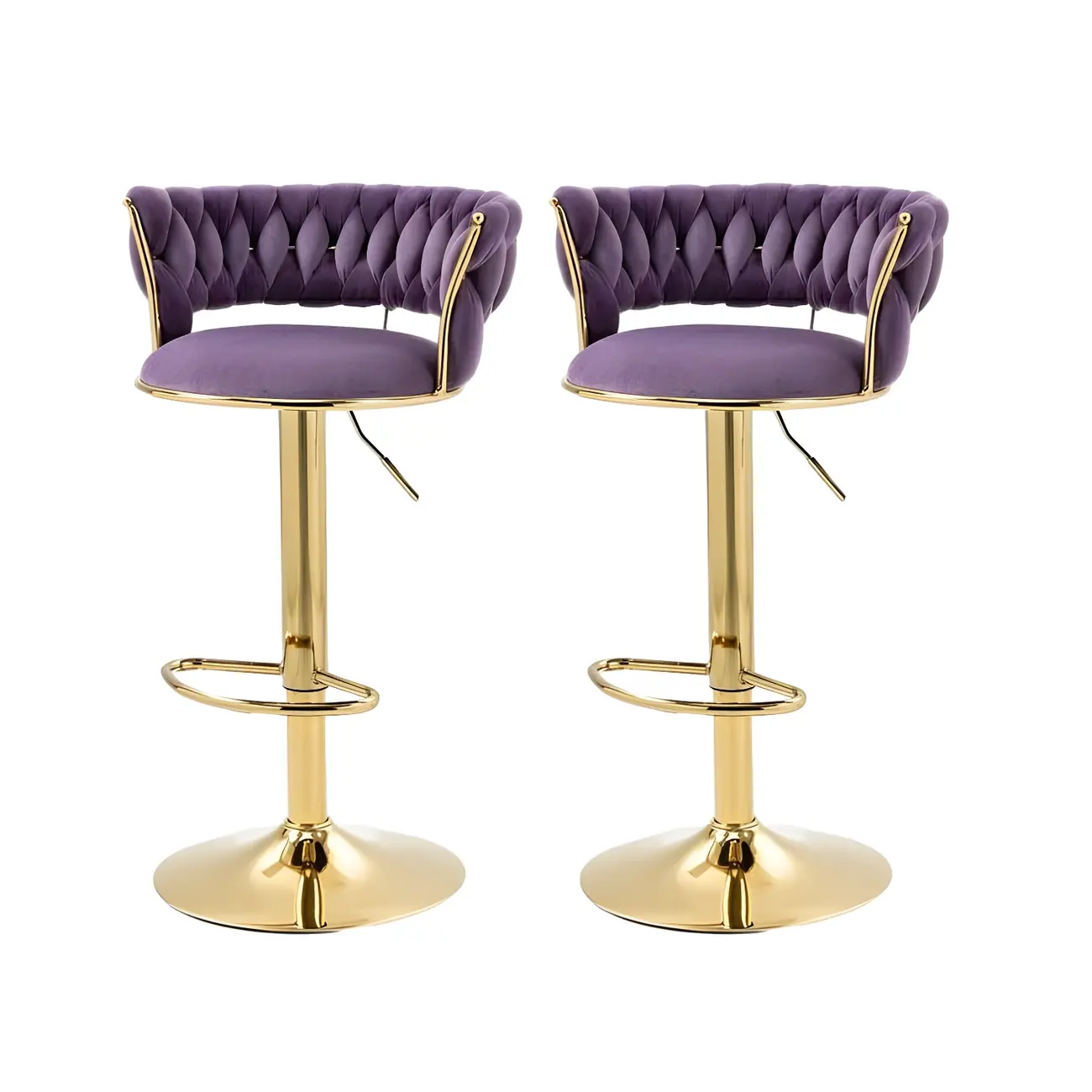 Gold Base Low Back Adjustable Swivel Bar Stool