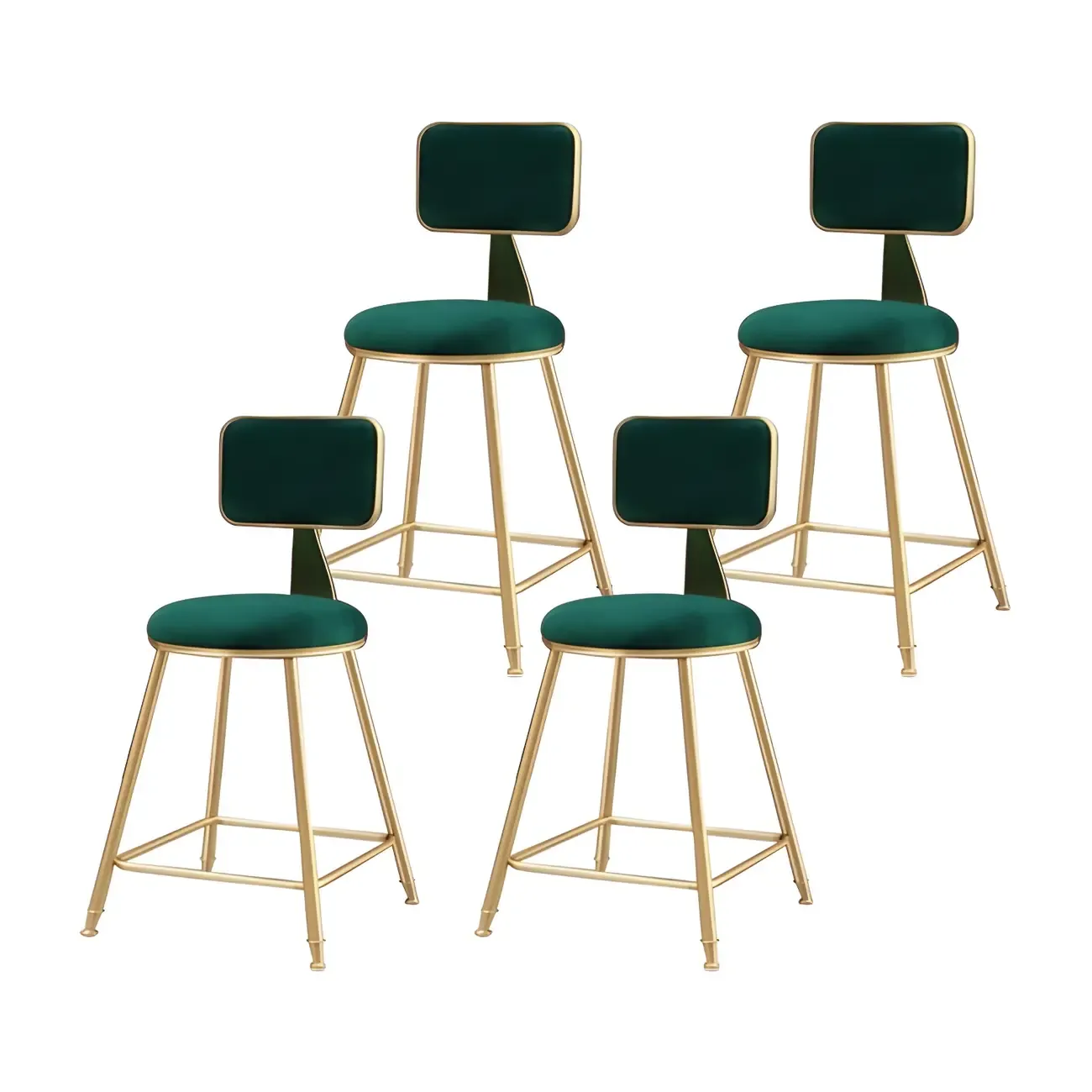 Round Velvet Upholstered Counter Bar Stools