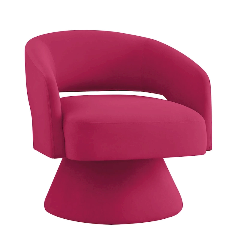 Modern Swivel Barrel Chair, Upholstered Velvet Round Accent Chairs,360 Degree Comfy Swivel Chair with Open Backrest