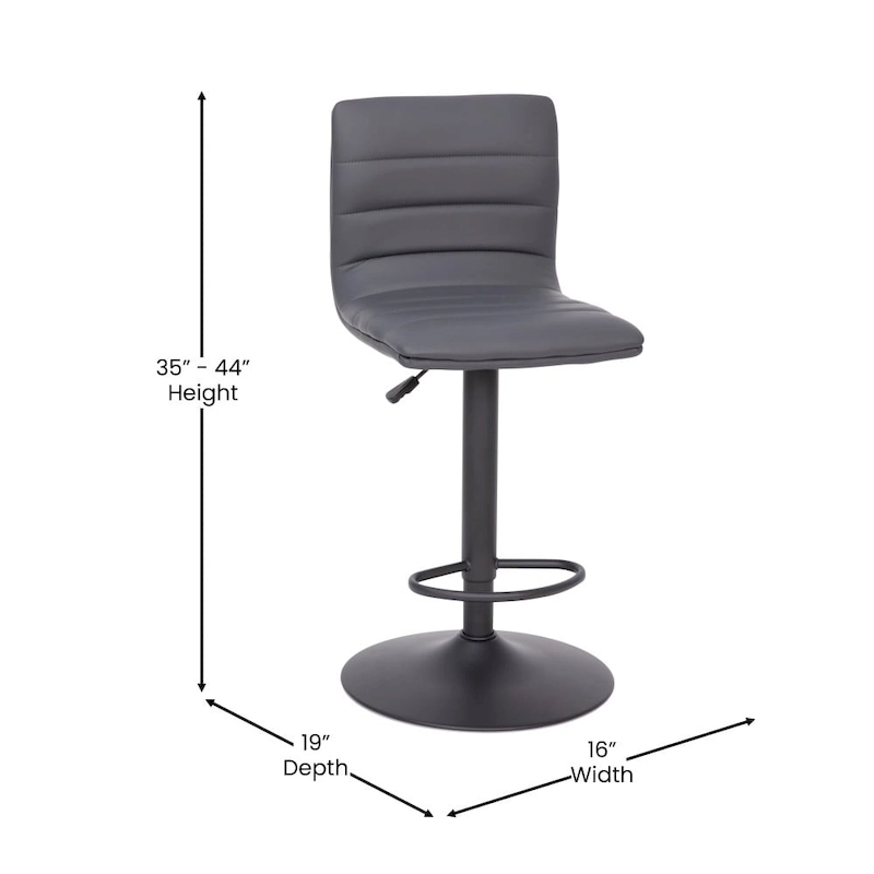Modern Channel Stitched Adjustable Height Swivel Barstool with Footrest