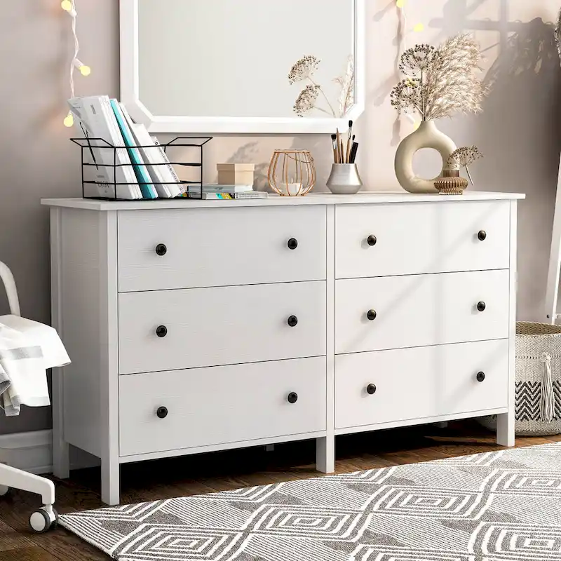 Transitional Multi-Drawer Vertical Dresser, 3 or 6 Drawer, Black or White