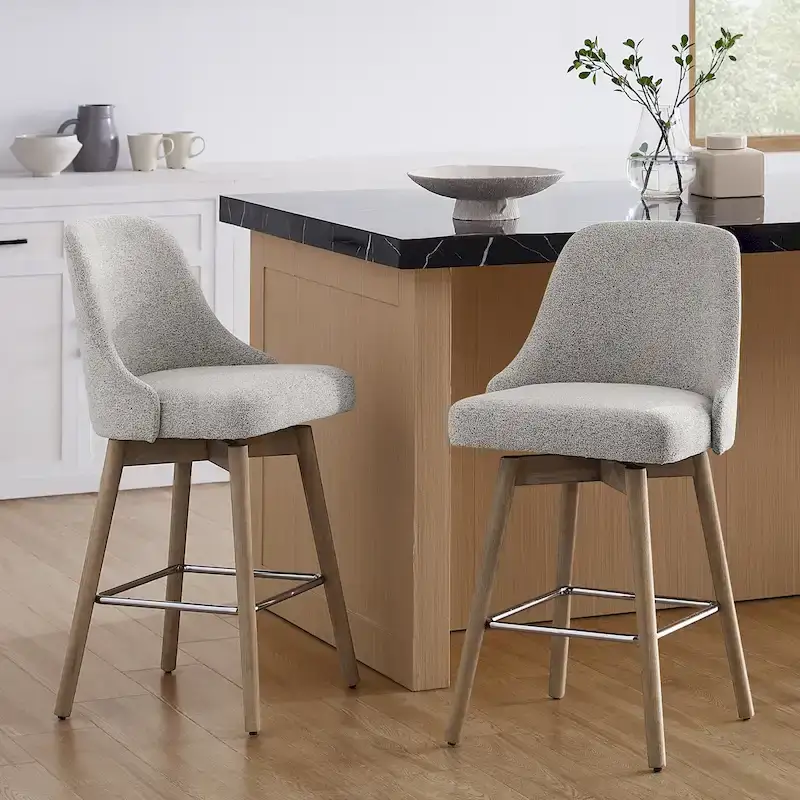 Art Leon Set of 2 Upholstered Counter Height Swivel Barstool