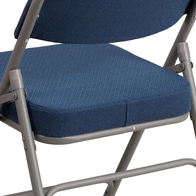 2 Pack Curved Triple Braced & Hinged Fabric Upholstered Metal Folding Chair