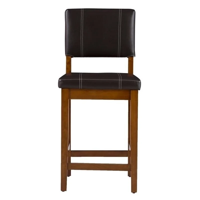 Linon Clover 24-inch Dark Brown Faux Leather Counter Stool