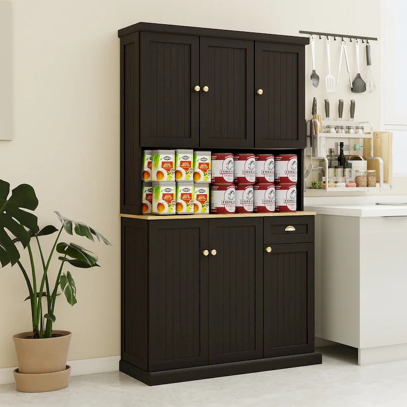 Large Buffet Cabinet with Hutch and Adjustable Shelves