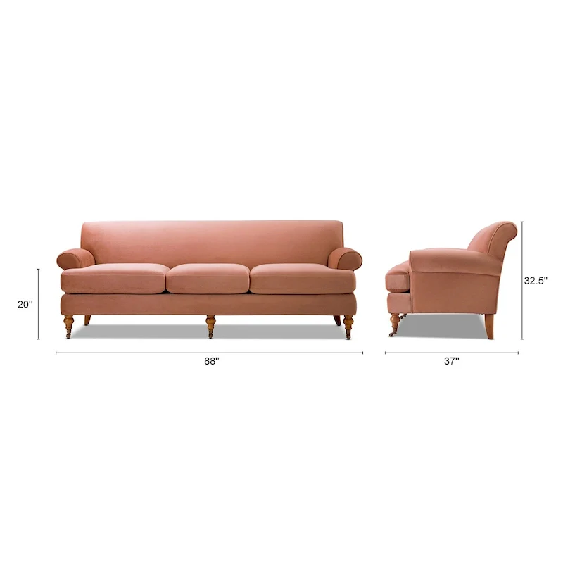 Alana Lawson 88 Inch Living Room Sofa  Three Cushion Couch with Rolled Arms and Tight Back  Minimal Assembly Required