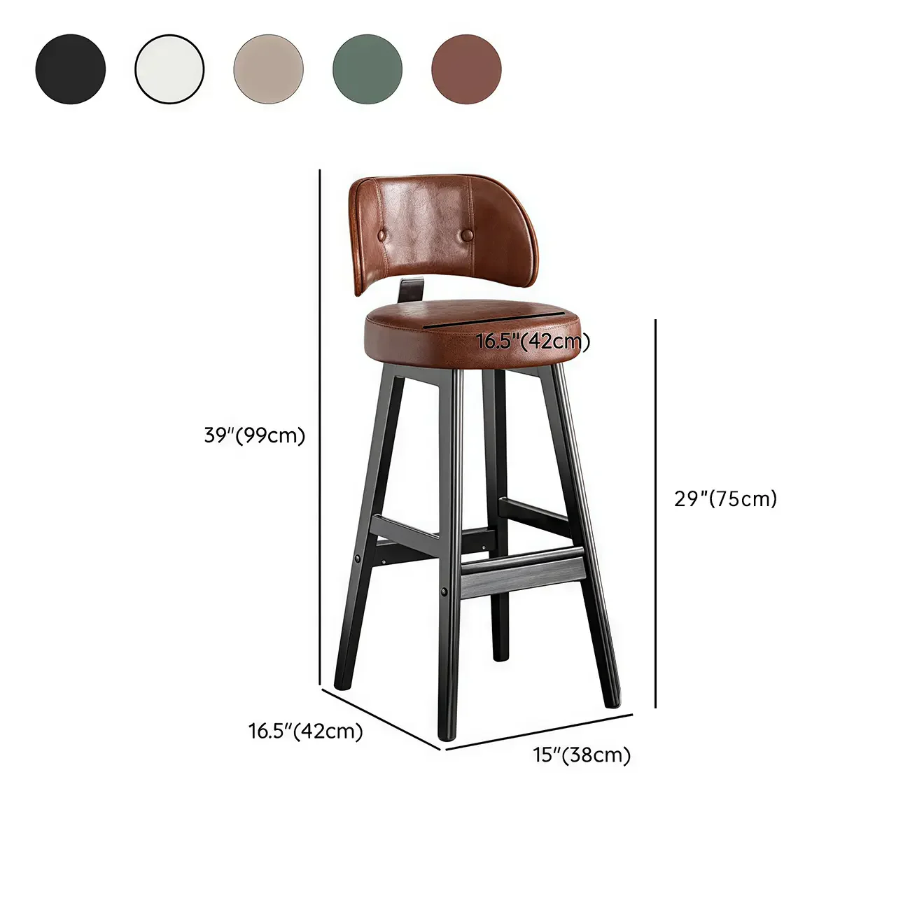 Modern Wood Upholstered Bar Stools with Back