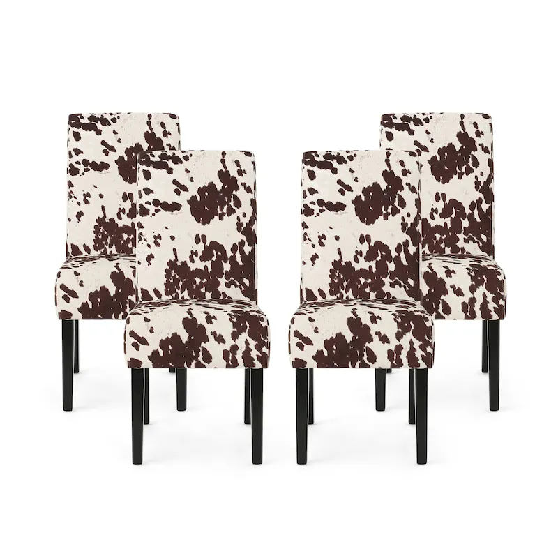 Patterned Upholstered Dining Chairs (Set of 4)