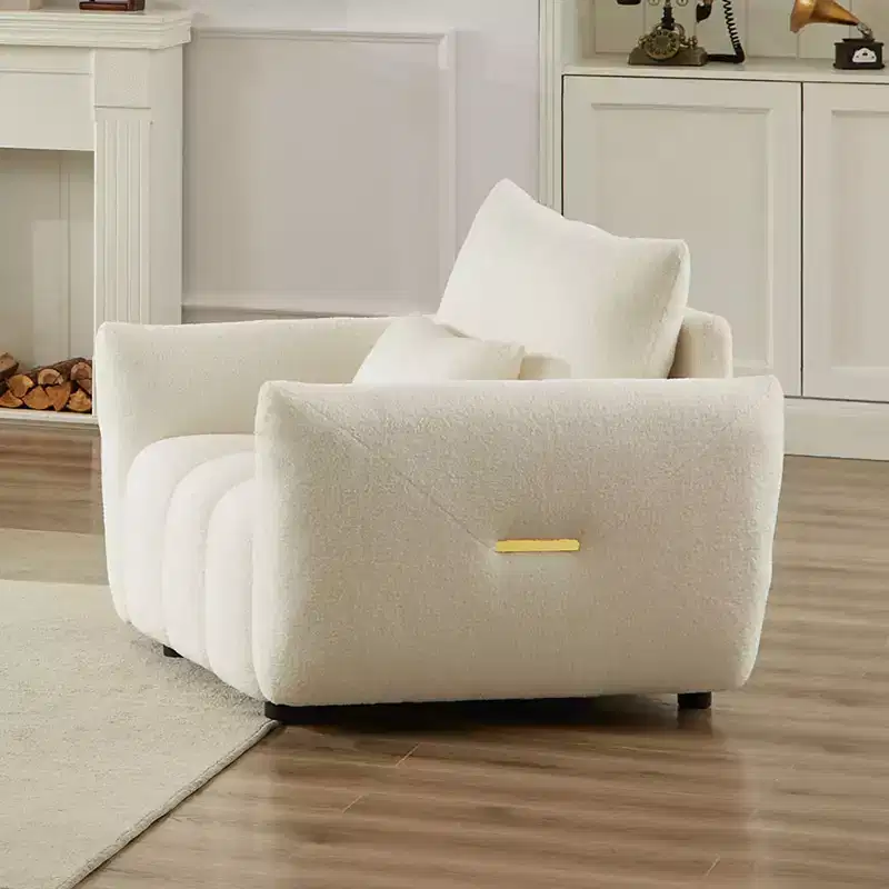 39.7Modern Teddy Fabric Sofa - Upholstered Lounge Chair with One Pillow, Ideal for Apartment, Office, Living Room, and Bedroom