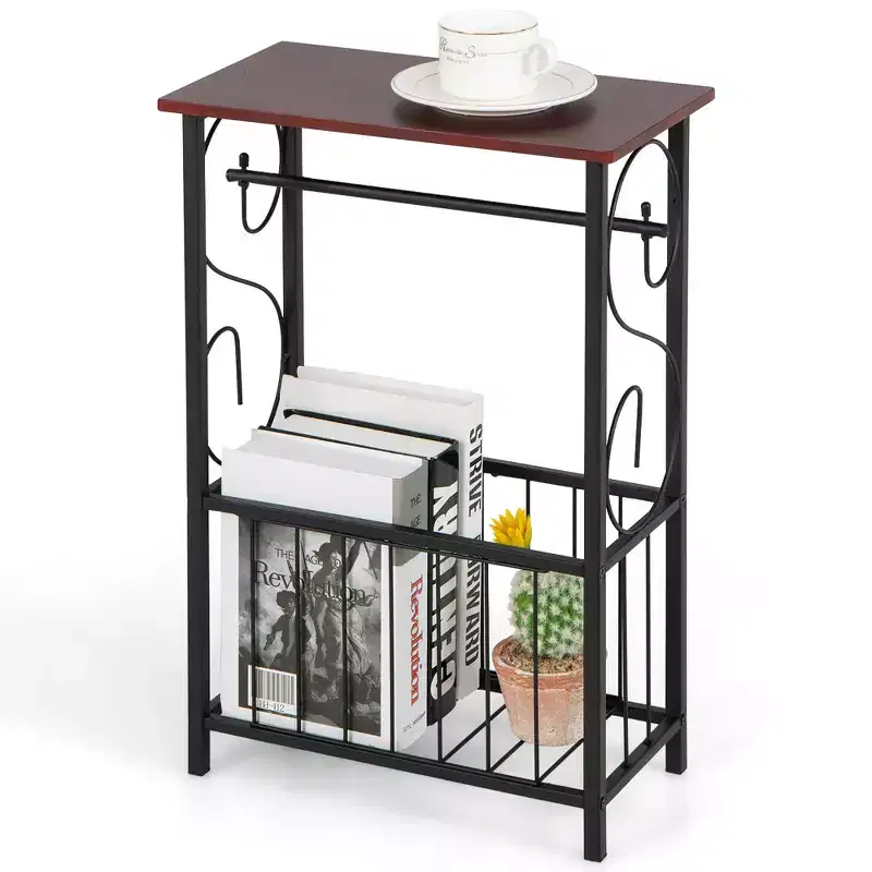 Costway 1PC\2 PCS Side Sofa Narrow Table w/ Removable Paper Holder for Living Room Toilet