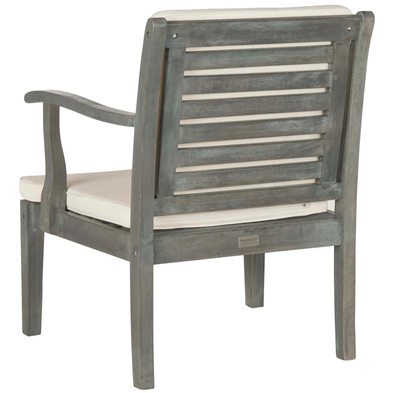 SAFAVIEH Outdoor Living Fresno Ash Grey Acacia Wood 4-piece Beige Cushion Patio Set - 48
