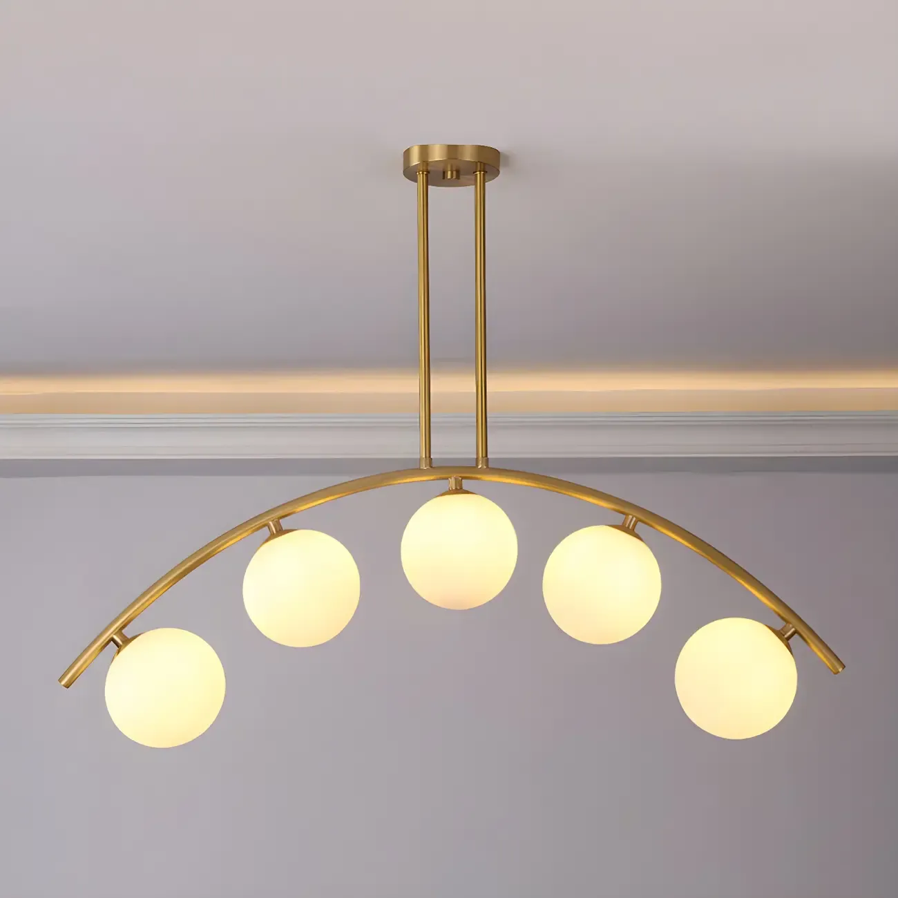 Trendy Modern Gold Arc Multi-Light Island Pendant