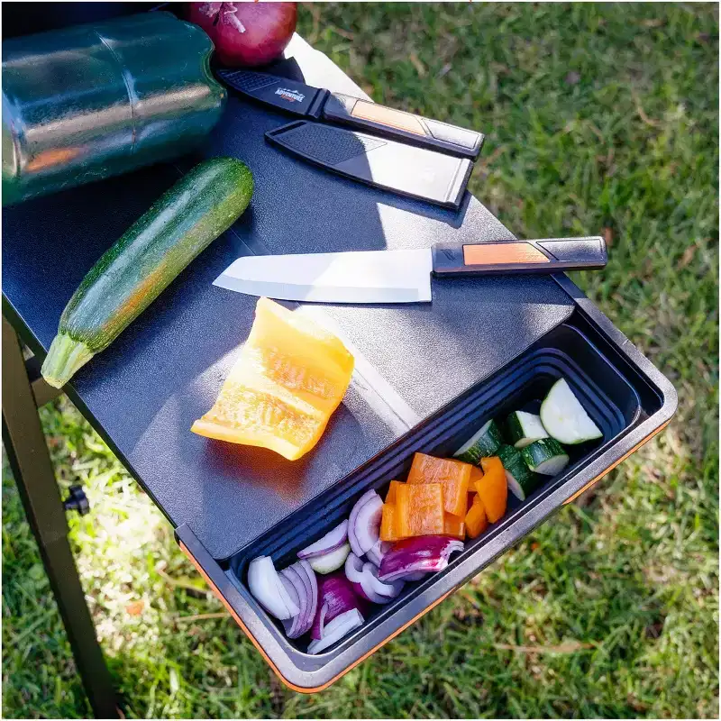 Blackstone Adventure Ready Prep Kit with Cutting Board, Knives & Collapsible Bin