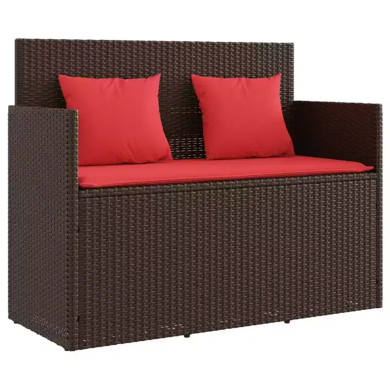 vidaXL Patio Bench with Cushions Outdoor Loveseat Poly Rattan
