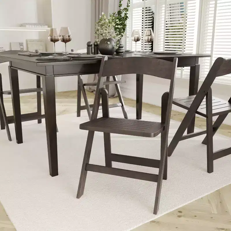 Emma and Oliver Set of 2 Solid Wood Foldable Dining Chairs