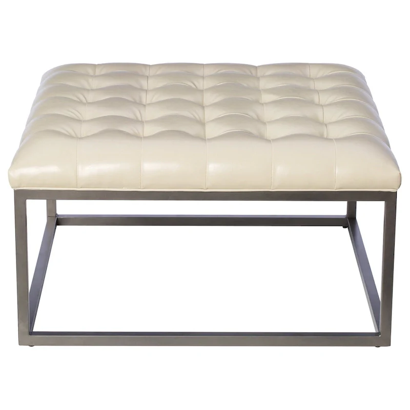 SEI Furniture Healy Faux Leather Tufted Ottoman