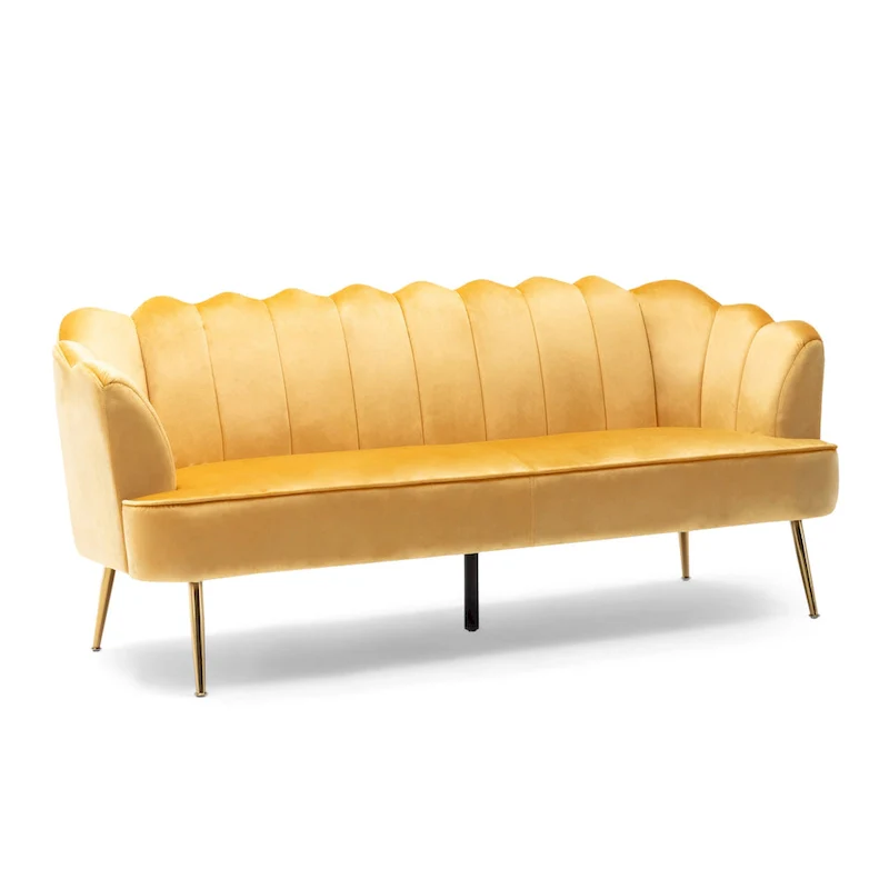 Reitz Glam Velvet Shell 3 Seater Sofa by Christopher Knight Home - 76.25 L x 29.25 W x 33.50 H