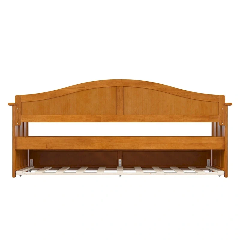 Twin Wood Daybed with Trundle - Beadboard Design, 600lbs Capacity, White/Walnut/Grey/Toffee, No Box Spring Needed