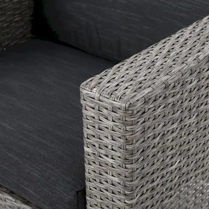 Hegseth Wicker/Iron 7-piece Chat Set with Fire Pit by Christopher Knight Home