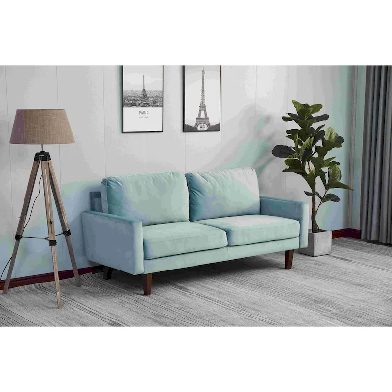 Velvet Square Arm Sofa
