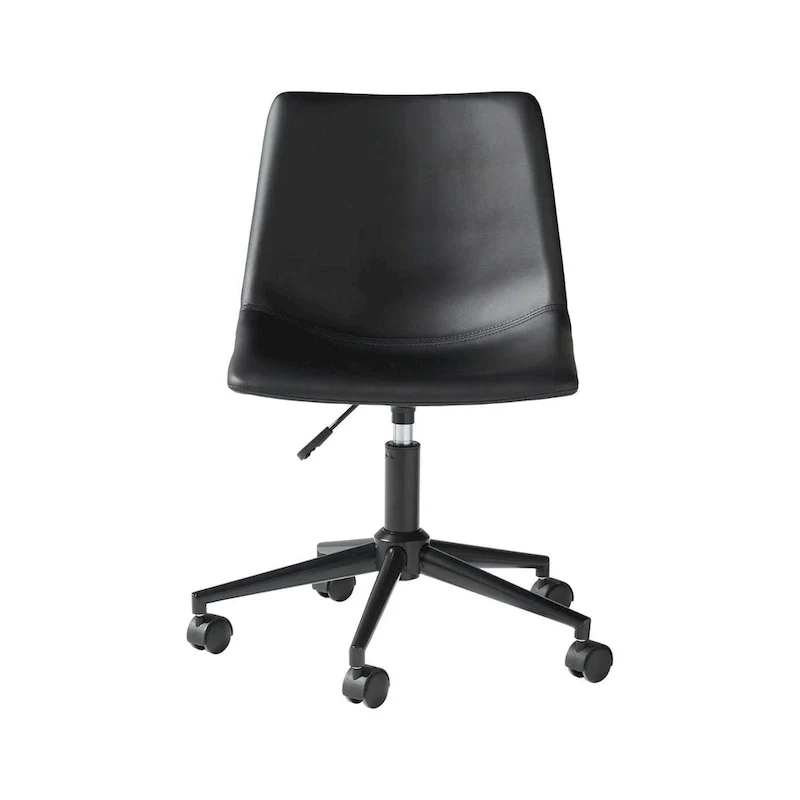Black Faux Leather Swivel Desk Chair with Bucket Seat