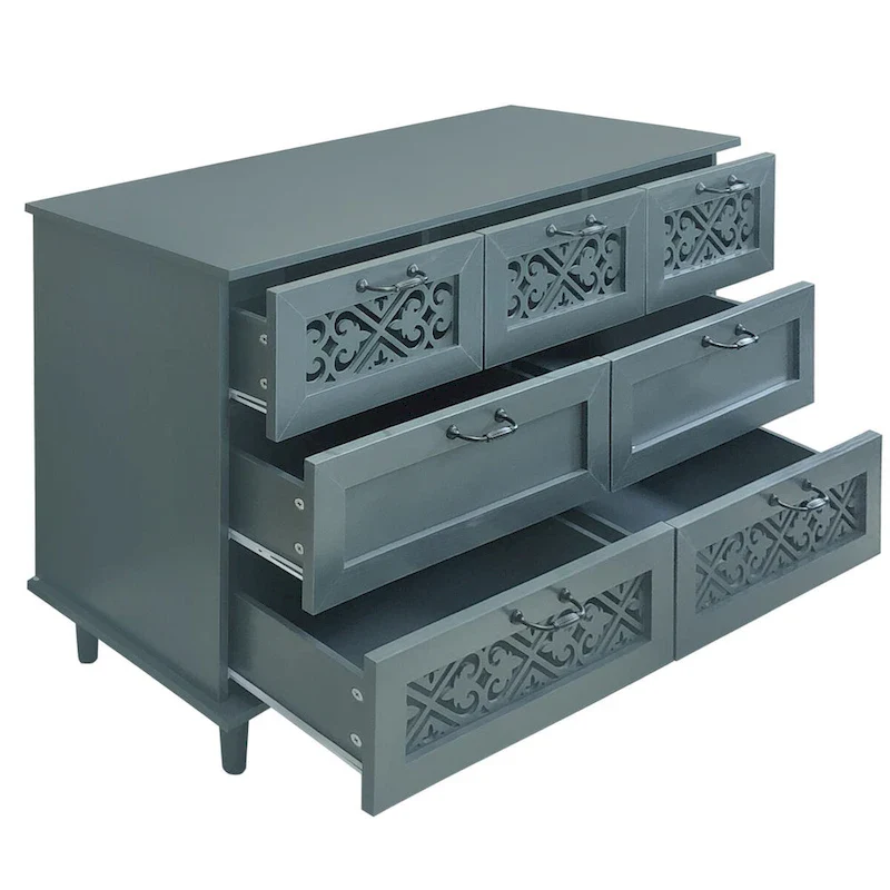 7 Drawer Cabinet,With Black Metal Handle