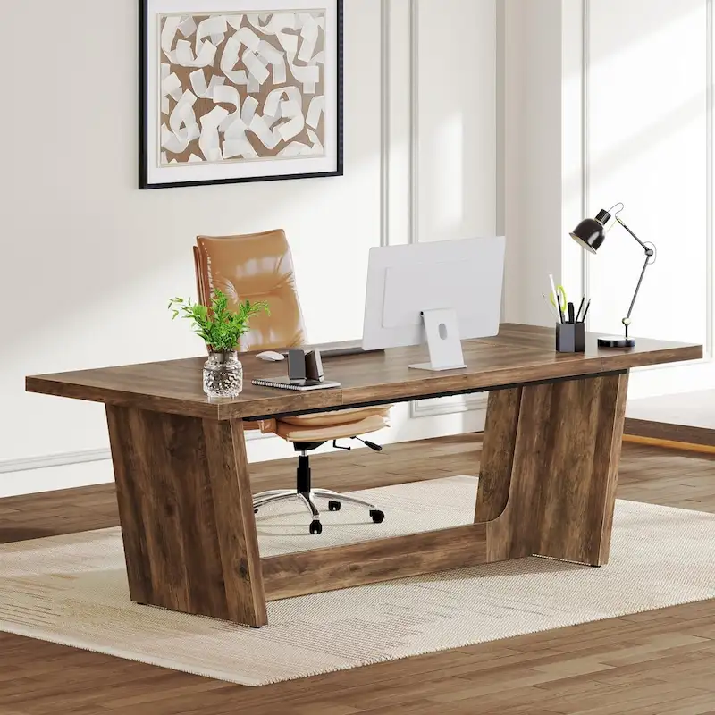 70.87-Inch Executive Wood Computer Desk for Home Office