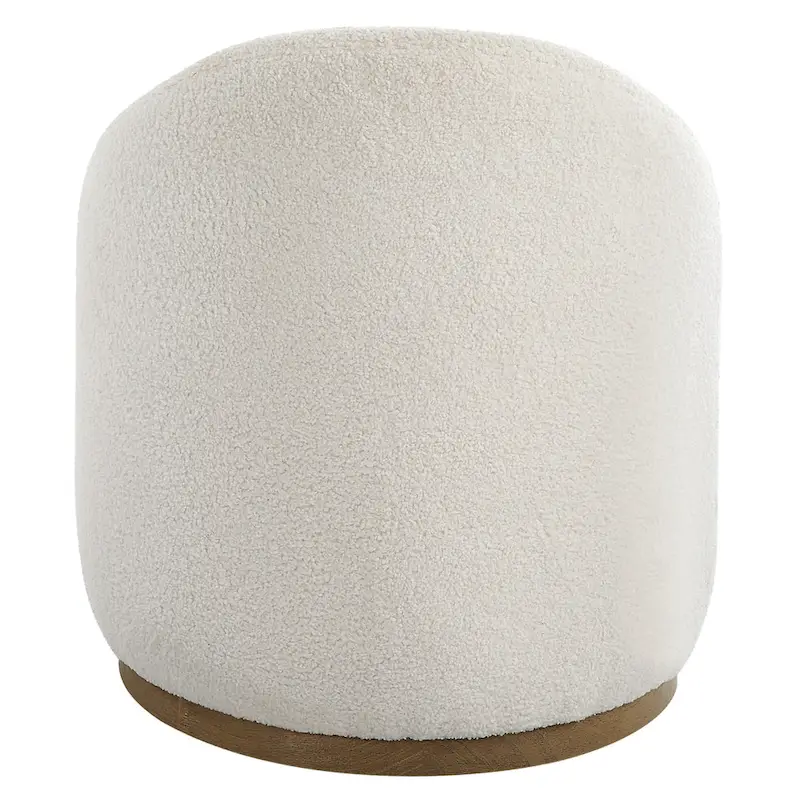 Upholstered Fluffy Swivel Pouf Ottoman - 24 - White and Brown