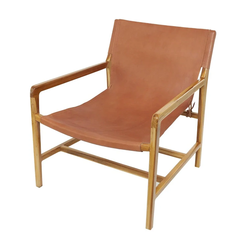 Leather Living Room Accent Chair with Armrests - Brown or Black